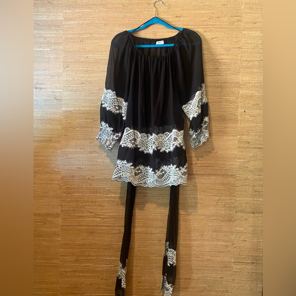 Bazaar By Casting Tunic Blouse With Sash - image 2